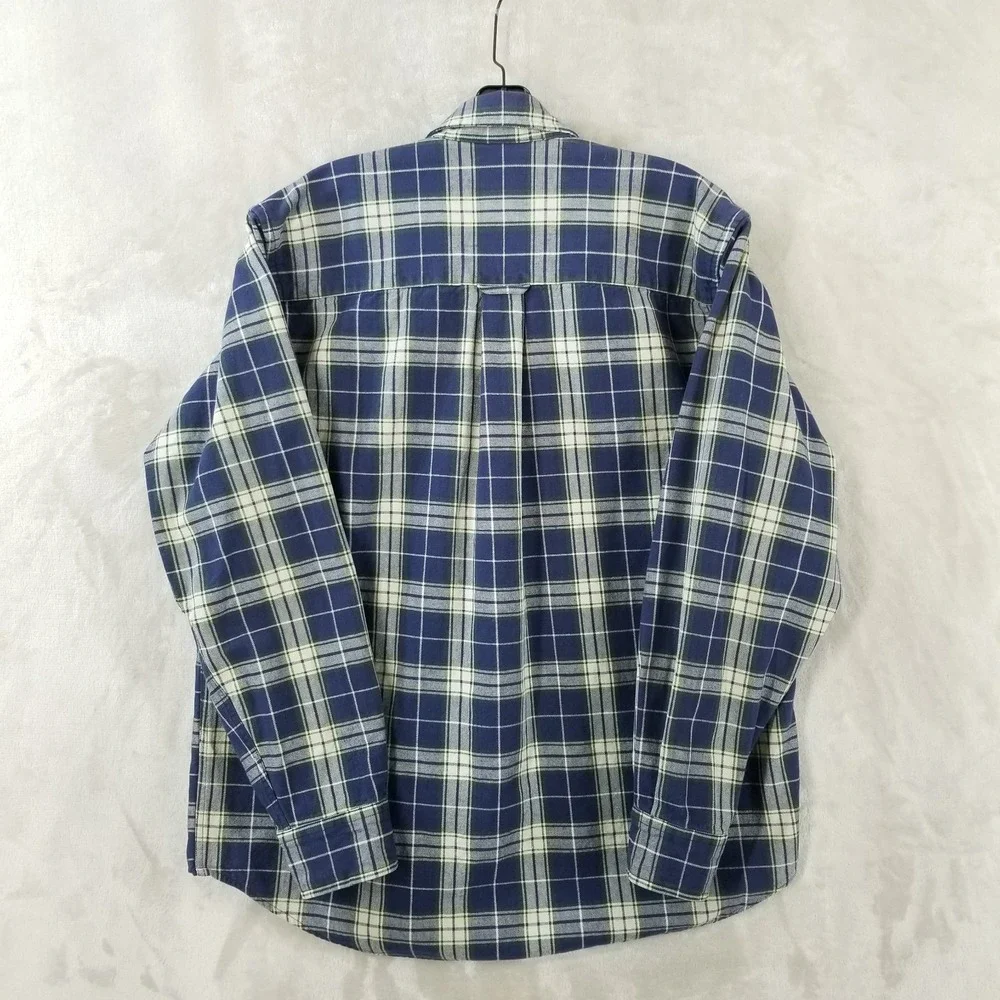 Cabelas Shirt Men L Blue Plaid 100% Heavyweight Cotton‎ Outdoor Cabin Workwear